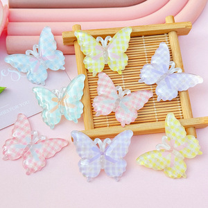 Kẹp tóc bướm trong suốt tự làm dễ thương mùa hè mới ngọt ngào dành cho học sinh, phụ kiện tóc mái, chất liệu làm khóa giày, nguyên liệu thủ công - Product Image 2