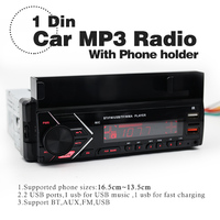 Reproductor de MP3 para Auto 1 Din con 2 Puertos USB, Bluetooth, Control Remoto y Soporte para Teléfono, Sistema de Audio para Auto a Buen Precio