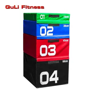 Goli caixa de algodão plyométrica para academia, equipamento de ginástica fitness cruz e macia para sentar em cima, conjunto de 4 caixas de algodão plyo