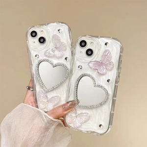 Custodia per Telefono di Lusso in <span class=keywords><strong>Silicone</strong></span> con Strass, Specchio, Fiocco, Fiore e Farfalla per <span class=keywords><strong>iPhone</strong></span> 14 Plus 15 Pro Max 16 13 <span class=keywords><strong>12</strong></span> 11 17 - Product Image 2