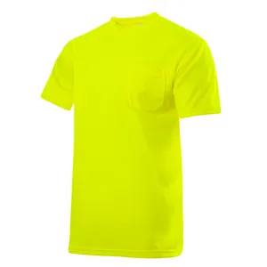قمصان عمل خضراء من البوليستر 100% الفلورسنت بشعار مخصص قمصان سلامة خضراء للرجال بناء عالٍ المستوى أكمام قصيرة