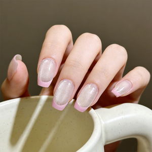 Nouvel Arrivage <span class=keywords><strong>Faux</strong></span> Ongles à Presser ABS French Tip Effet Scintillant Forme Cercueil Faits Main Couverture Complète Vente en Gros 12 pièces - Product Image 5