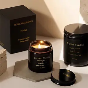 Velas perfumadas de vidro preto para casamento, aromaterapia, luxo, decoração de casa, ambiente, conjunto de presente, venda imperdível