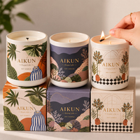 Vela Aromática AIKUN Hecha a Mano con Impresión de Adhesivos, Logotipo Grabado, Empaque de Regalo Personalizado, Suministro al por Mayor
