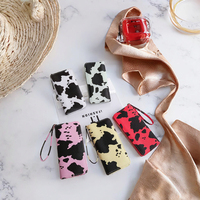 Tas Tangan Kulit PU Motif Sapi Tahan Air dengan Penutup Ritsleting, Lapisan Poliester, Kapasitas Besar, Dompet Panjang