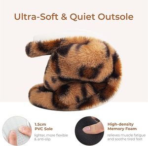 Pantofole da donna alla moda <span class=keywords><strong>con</strong></span> stampa leopardata in peluche, <span class=keywords><strong>con</strong></span> fascia incrociata, ultra morbide, calde, antiscivolo, per uso interno tutto il giorno - Product Image 6