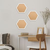 Décoration murale personnalisable, cadre en bois de couleur naturelle, tableau d'affichage hexagonal en liège, tableau combiné pour messages