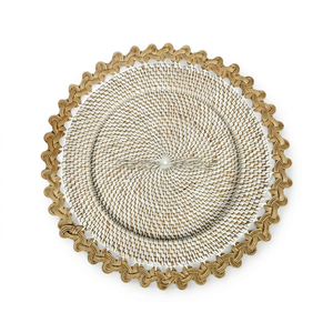 Artisan Made Vietnam Bohemian Style Rattan Charger Plate Handwoven Natural Rattan Party Dining <b>Table</b> Decoration Serving - Product Image 1