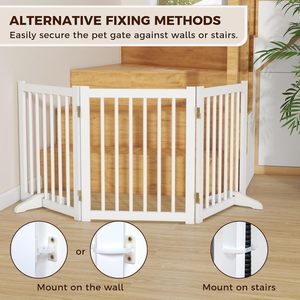Indoor Dog <strong>Gate</strong>,Wooden Freestanding Dog <strong>Gate</strong> for <strong>Stairs</strong> or Doorways-3 Panels 24" - Folding Solid Wood Safety Pet Fence - Product Image 4