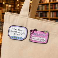 Set Pin Enamel Pecinta Buku: Buku Ini Membuatku Gagal Hidup, 5 Bintang, Bros Tag Nama Gadis Buku, Hadiah Grosir, Pin Kerah Enamel Keras