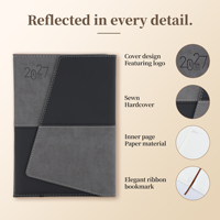 Carnet de notes de luxe en PU avec patchwork cousu 2027, couverture personnalisée avec logo imprimé, cadeau d'entreprise