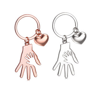 Wholesale Customized Mother's Day Father's Day Heart Souvenirs Unique Design Rose Gold Silver Gold Big Small Hand Keychains