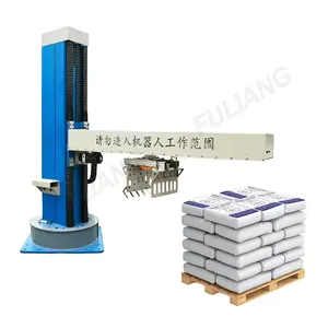 Single column rotary robotic palletizer system for bottles and cartons packs and bags palletizing machine