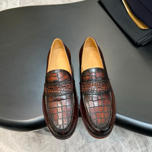 Herren Italienischer Stil Original Handgefertigte Vollnarbige Krokodil-Geprägte Slip-On Derby Formelle Schuhe - Product Image 2