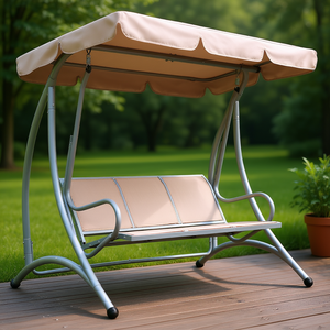 Silla Columpio de Exterior con Toldo, Estructura Metálica, Asiento para 2 Personas, para Jardín, Patio, Terraza, Diseño Contemporáneo - Product Image 2