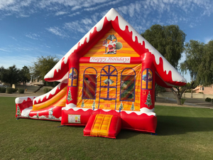 Château gonflable de Noël en PVC avec toboggan aquatique et piscine à jets d'eau, pour usage commercial extérieur - Product Image 5