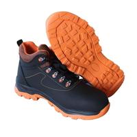 Chaussures de Sécurité Professionnelles Noires en Cuir Antidérapantes et Imperméables, avec Coque en Acier pour Hommes