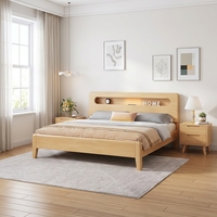 Lit double moderne, lit queen-size, cadre de lit en bois massif, lit plateforme multifonctionnel, rangement, écologique, gain de place, chambre à coucher