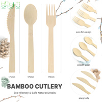 Couverts jetables en bambou biodégradables : ensemble de cuillères, fourchettes et couteaux avec logo personnalisé