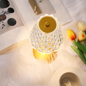 Touch Control Cordless Portable Rechargeable <b>Table</b> Lamp 3 Color Stepless Dimmable Battery Powered Crystal Night <b>Light</b> Desk Lamps - Product Image 3
