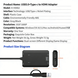 Adaptateur double USB/Type-C <span class=keywords><strong>pour</strong></span> convertisseur HD 1080P compatible <span class=keywords><strong>TV</strong></span> HDTV, téléviseurs intelligents 65 pouces, plaqué or, <span class=keywords><strong>pour</strong></span> home cinéma et moniteur <span class=keywords><strong>PC</strong></span> - Product Image 6