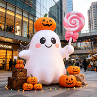 Décoration gonflable d'Halloween en forme de citrouille avec fantôme enlacé, éclairage LED, tissu Oxford résistant au soleil pour événements et fêtes en extérieur