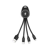 Câble de charge LED 3-en-1 durable en gros pour usine, avec logo lumineux personnalisé, cordon USB portable, gadget USB promotionnel