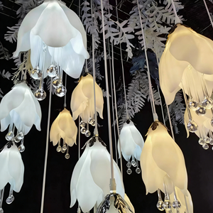 LANJO Acrylic Luminous Elegant Durable <b>Decoration</b> 10 Head Magnolia Chandelier Flower <b>Ceiling</b> <b>Wedding</b> Props - Product Image 1