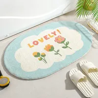 Kleine, frische, ovale, maschinell gefertigte Fußmatten, weiche Teppiche mit Blumenmuster, Teppiche für den Hauseingang, Schlafzimmer, Toilette, Badezimmer, Tür, saugfähig