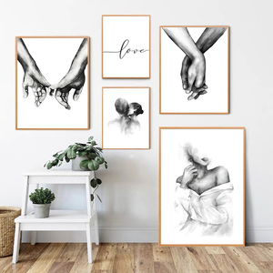 Impression sur toile, style classique, femme sexy en <span class=keywords><strong>noir</strong></span> et blanc, <span class=keywords><strong>dessin</strong></span> animé, épaule, baisers romantiques, citations, amoureux, affiches, impressions, intérieur - Product Image 2