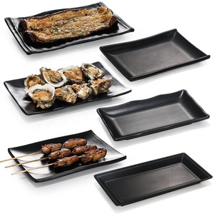 Japanese Style Black Melamine Rectangle Dinner <strong>Plate</strong> Sushi <strong>Serving</strong> Dish for Restaurant Hotel Catering Use - Product Image 4