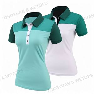 Camiseta de Golf para mujer, ropa personalizada, Polos de combinación de colores, en blanco, dos tonos, 3 botones - Product Image 2