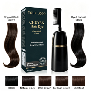 Crème colorante permanente pour cheveux à l'essence naturelle noir de jais avec peigne applicateur facile, prix usine, qualité professionnelle - Product Image 1