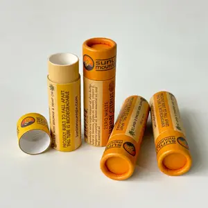 100% Embalagem Biodegradável Papelão Push Up Desodorante Stick Cilindro Recipientes Lip Balm Papel Tubo Óleo Resistente