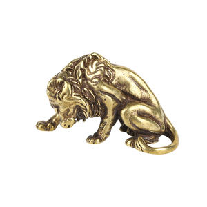 Prezzo di fabbrica CA723 Puro brass lion made vecchio animale tigre leone leopardo scultura vassoio del tè tè pet piccoli ornamenti - Product Image 1