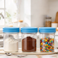 Stoples Kaca Mason 8oz dengan Tutup Plastik, Stoples Pengalengan Kaca Food Grade untuk Makanan Bayi, Selai, Penyimpanan Dapur