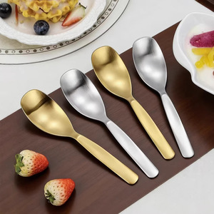 304 Stainless Steel Chinese Spoon <b>Sandblasted</b> Square Head Household Dining Spoon Dishwasher Safe - Product Image 2