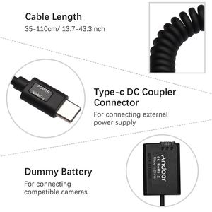 Andoer Type-C NP-FW50ดัมมี่แบตเตอรี่ DC Coupler 20W PD อะแดปเตอร์สำหรับ <span class=keywords><strong>Sony</strong></span> A7S2 A7S <span class=keywords><strong>A7</strong></span> IR Rii A7M2 - Product Image 6