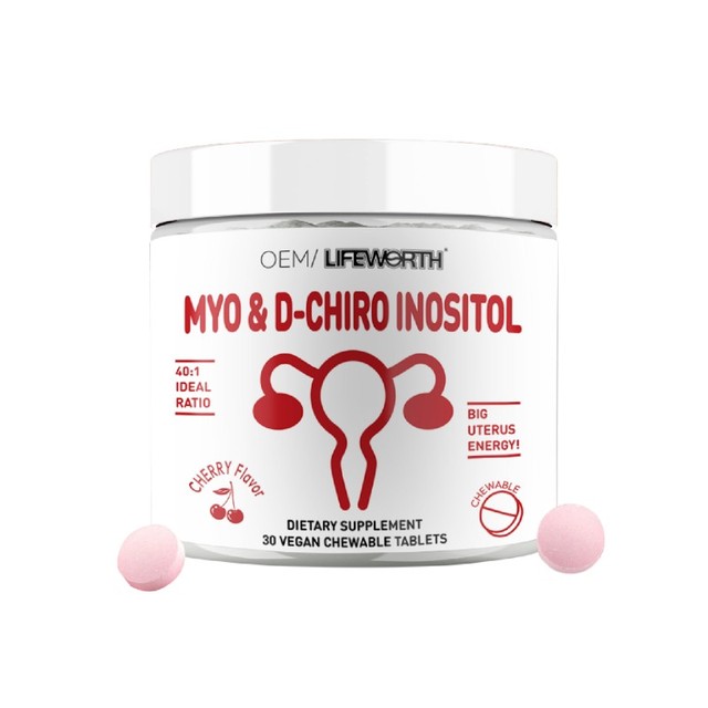LIFEWORTH Pure Inositol Chewable Tablets Myo-Inositol & D-Chiro Supplement for Hormonal Balance & Fertility Support 40:1 Ratio