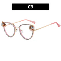Gafas ópticas Vintage ojo de gato Anti luz azul gafas de lujo diseñador diamante perla Anti luz azul Metal ordenador hombres mujeres gafas