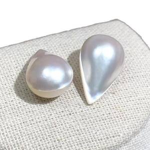 Boucles d'oreilles Tasiqi en perles Mabe australiennes blanches en forme de goutte d'eau, 12-13mm, 18-19mm, double face, grande marque - Product Image 5