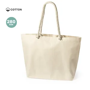 Bolsa de algodón con asas de cuerda, merchandising sostenible - Product Image 1