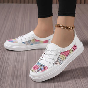 <span class=keywords><strong>Zapatillas</strong></span> Deportivas Casuales Blancas para <span class=keywords><strong>Mujer</strong></span>, Panel de Malla Colorido, Diseño con Cordones, Tallas Grandes Disponibles, Zapatos Diarios Transpirables y Elegantes para <span class=keywords><strong>Mujer</strong></span> - Product Image 3
