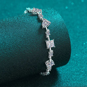 Pulsera de Lujo con Eslabones de Moissanita en Plata de Ley 925 con Piedras VVS, Diseño de Cadena Hip Hop, Elegante Accesorio de Joyería - Product Image 3