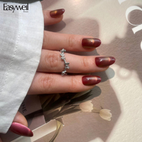 Easywell Nouveaux faux ongles autocollants œil de chat rouge-brun 30 pièces, ronds, réutilisables, brillants, couvrance totale, qualité salon pour usage quotidien