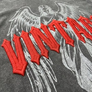Wholesale Custom Logo Embroidered 300gsm Heavyweight Stone Washed Vintage Cotton <strong>T</strong> <strong>Shirt</strong> Manufacturers - Product Image 3