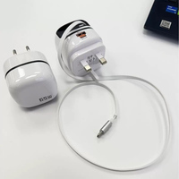 Cargador de Pared Retráctil 3 en 1 con Enchufe de 3 Pines para Reino Unido, Adaptador de Carga Rápida Tipo C de 65W con Cable, Venta al Por Mayor Personalizada