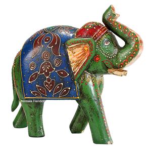 NIRMALA HANDICRAFTS, Artesanía en Madera Estilo Art Deco, Estatua de Elefante Hecha a Mano con Trabajo de Esmalte, Adorno Decorativo para Mesa de Hogar, Regalo - Product Image 3