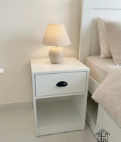 Prix d'usine Yifan – Ensemble de chambre à coucher en bois blanc pour hôtel et appartement : armoire, commode, table de chevet – Style moderne en MDF personnalisable