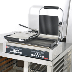 Presse à sandwich électrique commerciale en acier inoxydable <span class=keywords><strong>grille</strong></span>-<span class=keywords><strong>pain</strong></span> Panini Grill Double têtes gril de Contact numérique - Product Image 4